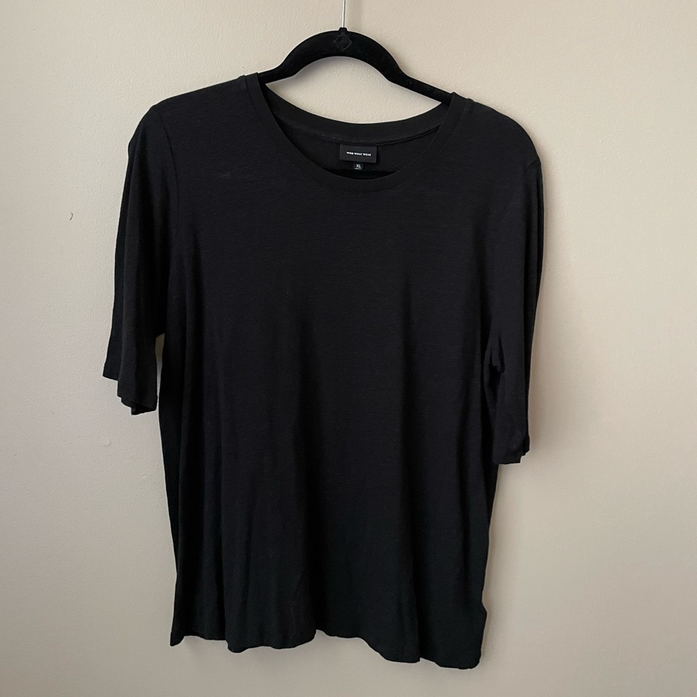Who What Wear XL black short sleeve shirt. Elbow length sleeves.
